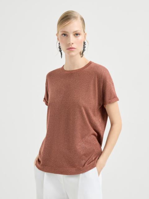 Sparkling cashmere and silk lightweight knit T-shirt