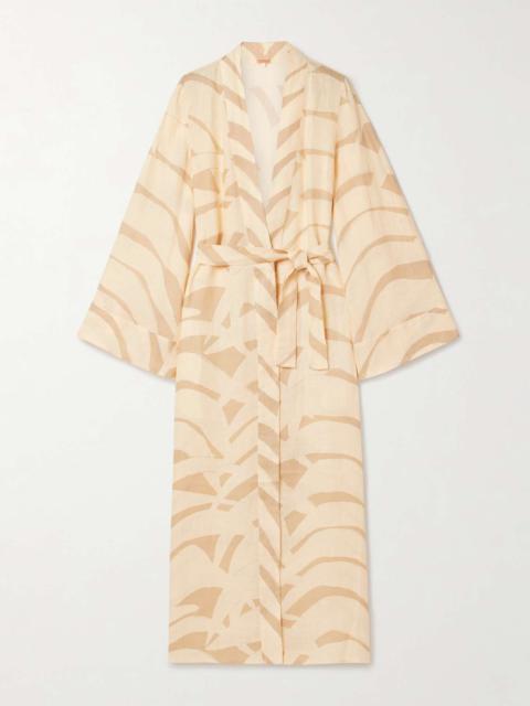 Sail Softly belted printed linen robe