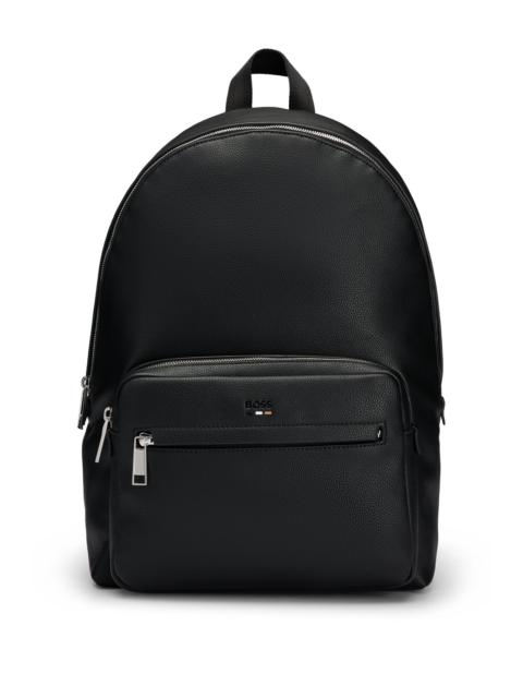 FAUX-LEATHER BACKPACK WITH LOGO AND SIGNATURE STRIPE