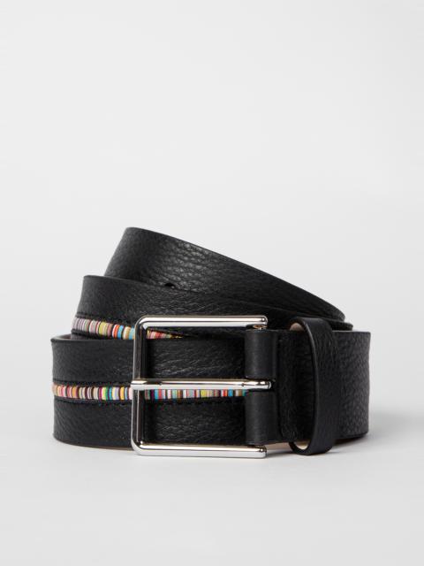 Grained Leather 'Signature Stripe' Belt