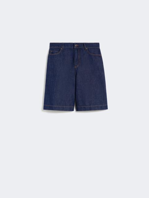 Cotton and linen denim Bermuda shorts - NAVY