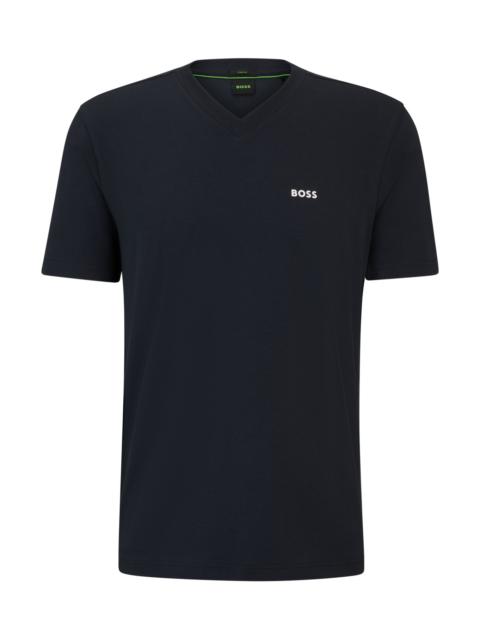 STRETCH-COTTON REGULAR-FIT T-SHIRT WITH CONTRAST LOGO