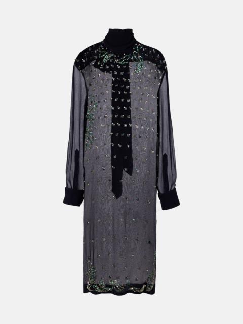 Embellished sheer midi dress