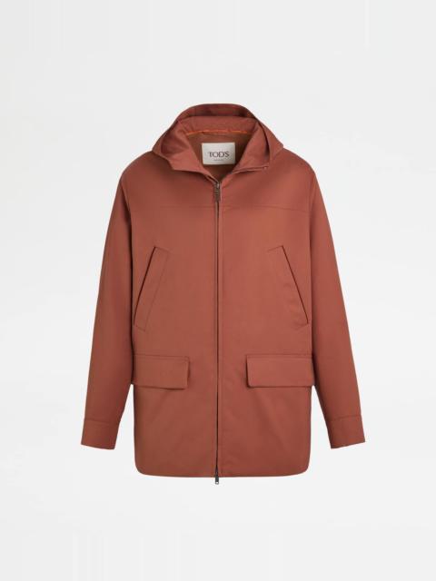 SHORT PARKA IN TECHNICAL CANVAS - BROWN