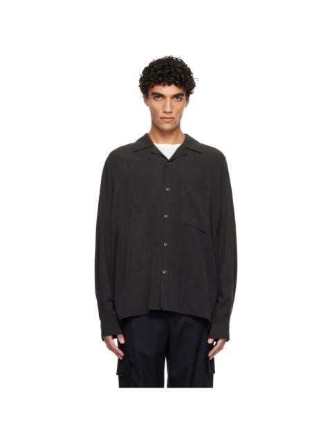 Gray Camp Collar Shirring Shirt