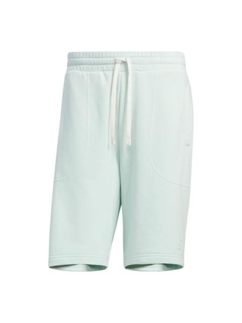 adidas neo Solid Color Lacing Casual Straight Shorts Unisex Green HS6821