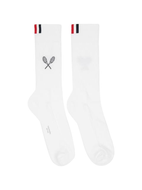 White Tennis Racquet Athletic Socks