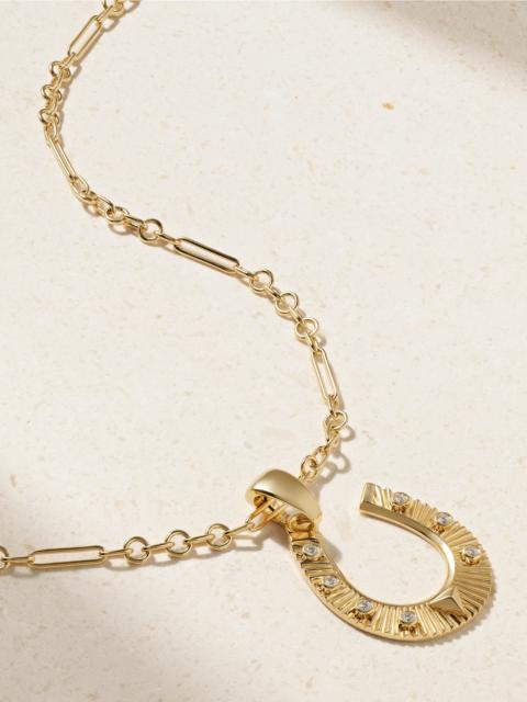 Protection Horseshoe + Fine Mixed Clip 18-karat Gold Diamond Necklace