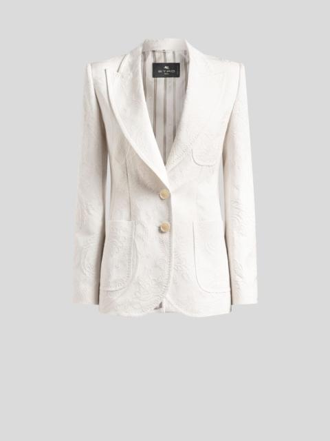 SINGLE-BREASTED COTTON-BLEND JACQUARD JACKET WITH PAISLEY FOLIAGE MOTIF