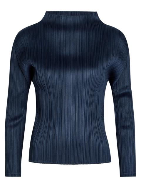 Pleats Please Issey Miyake Pleated Mock-neck Woven top