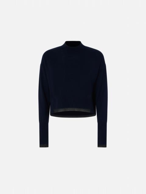 CASHMERE-BLEND TURTLENECK WITH METALLIC CUFFS