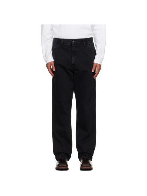 Black Single Knee Jeans