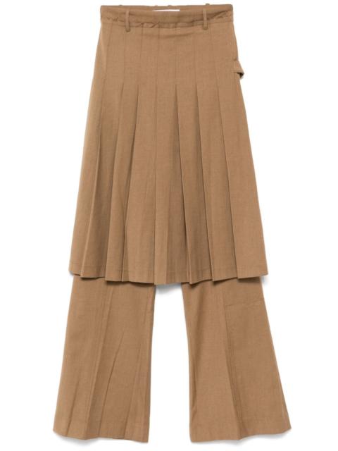 pleated skirt-trousers