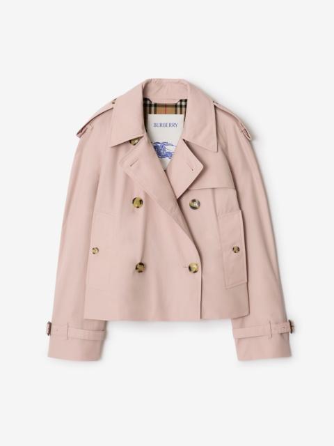 Cropped Tropical Gabardine Trench Jacket