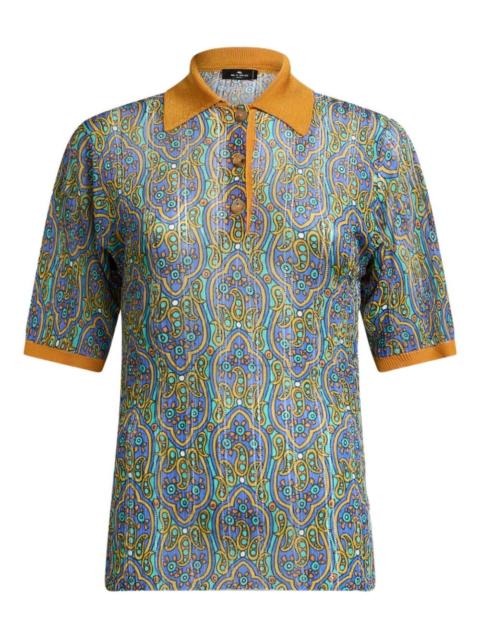 printed knitted polo shirt