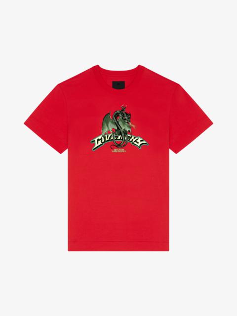 SLIM FIT T-SHIRT IN COTTON WITH GIVENCHY DRAGON PRINT