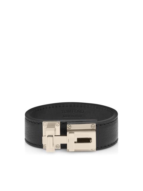 SUPPLE GRAIN LEATHER T LATCH BRACELET