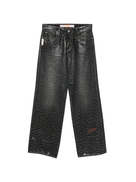 Pdf Leopard Print Denim Jeans