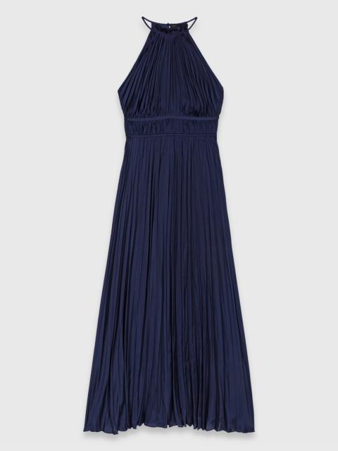 Pleated satin maxi dress