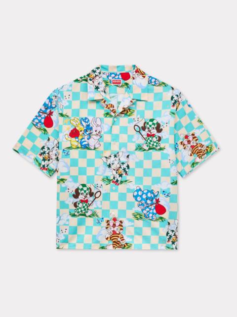 'KENZO Cartoon' hawaiian short sleeve shirt in cotton seersucker