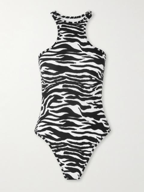 Embellished Zebra-print Swimsuit