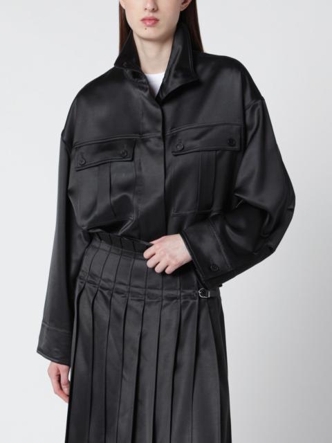 Dark grey glossy viscose shirt jacket