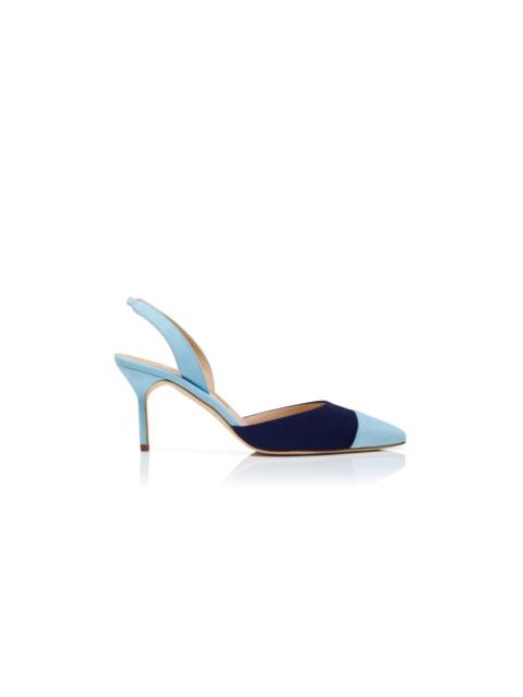 Blue Suede Slingback Pumps