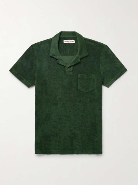 Camp-Collar Cotton-Terry Polo Shirt