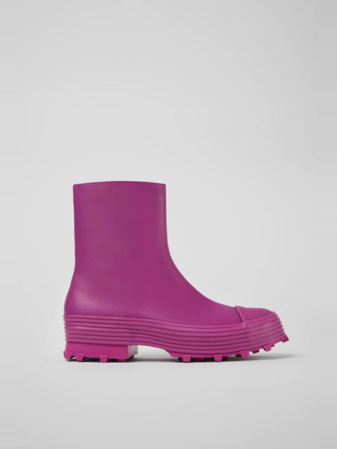 Purple leather boots