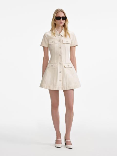 Cream Collared Denim Mini Dress