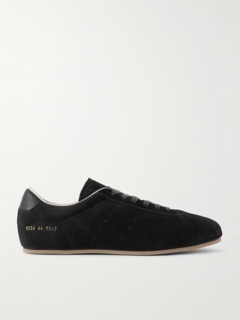 Driving Lo Profile Leather-Trimmed Suede Sneakers Black