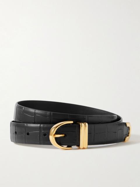 Bambi croc-effect leather belt Black