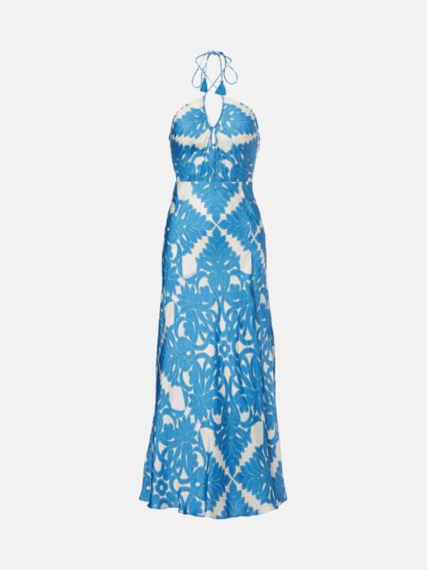 Stella printed satin maxi dress