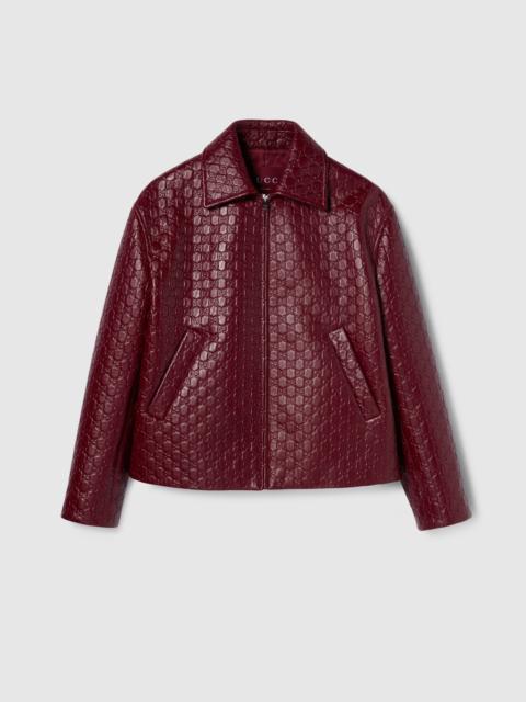 Oversize embossed GG leather jacket