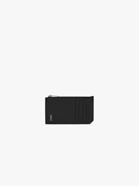 TINY CASSANDRE FRAGMENTS ZIPPED CARD CASE IN GRAINED LEATHER