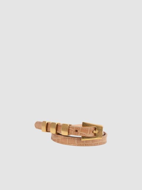 Vic Light Tan Croco Embossed Leather Belt