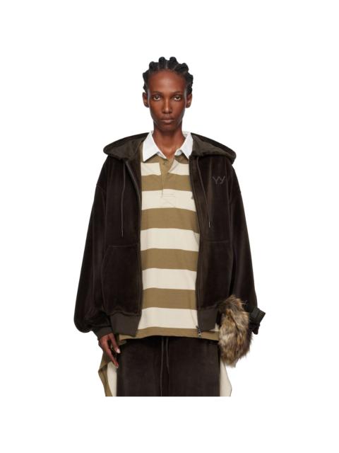 Brown Velour Box Hoodie
