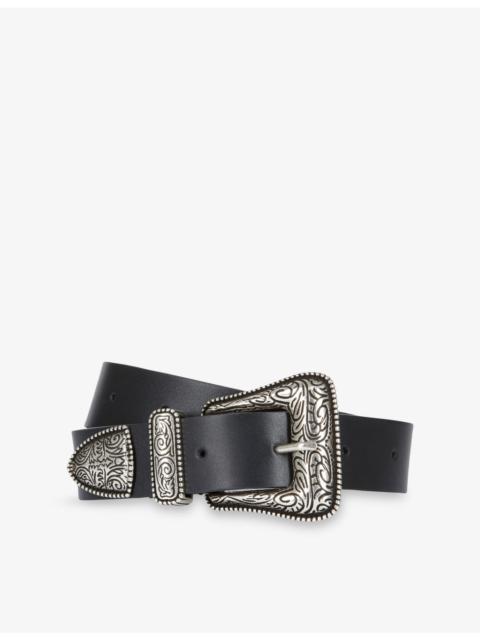 Wide leather belt
