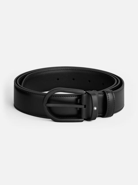 Horseshoe buckle black 35mm leather belt