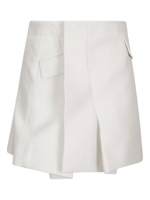 flap-pocket pleated mini skirt