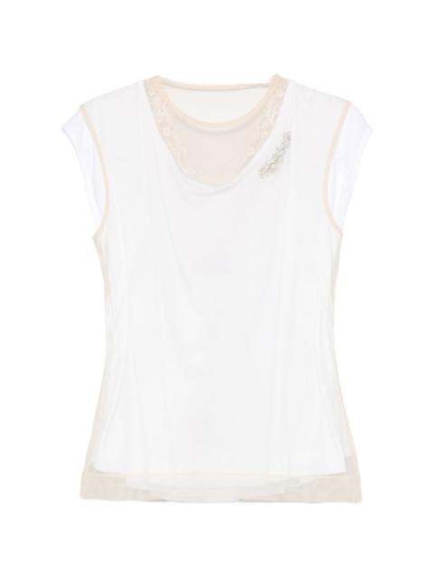 layered lace-trim T-shirt