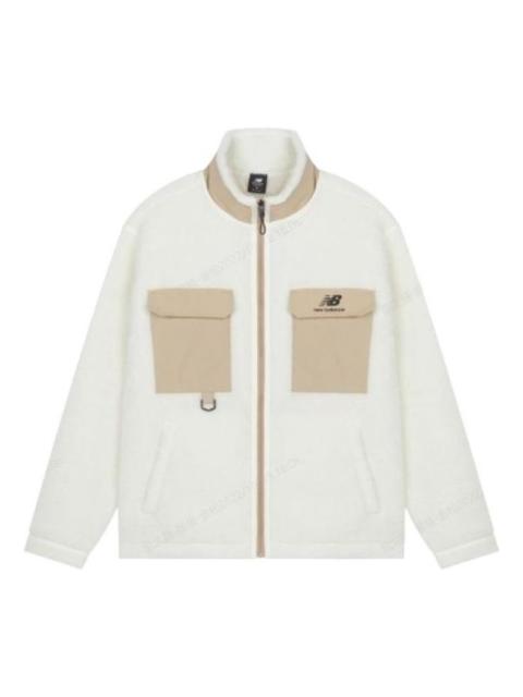 New Balance logo Sportswear Cotton Coat 'White Beige' AMJ23358-CIC