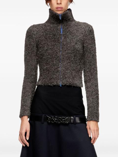 high-neck zip cardigan