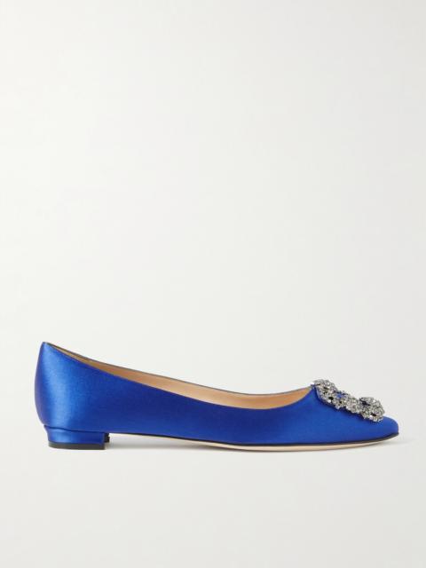 Hangisi Crystal-embellished Satin Point-toe Flats