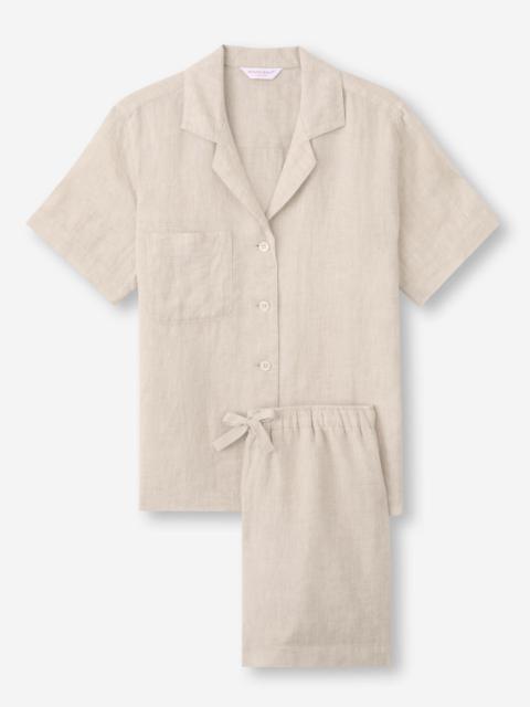 Women's Short Pajamas Sicily Linen Sand