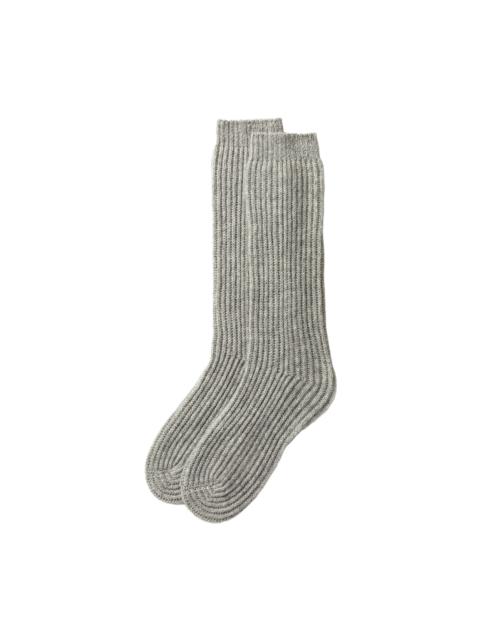 Luxe Ribbed Grey Cashmere Socks