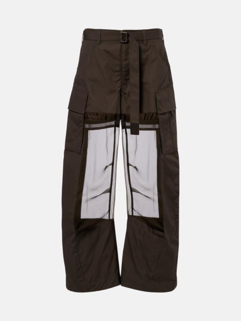 Paneled cotton cargo pants