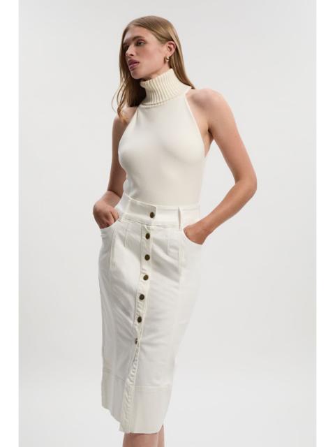 Denim Corset Waist Detail Pencil Skirt