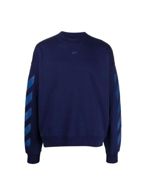 Men's OFF-WHITE FW21 Rubber Arrow Geometry Pattern Round Neck Long Sleeves Loose Fit Blue OMBA054F21