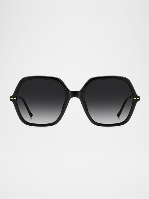 Oversized Square Acetate & Metal Sunglasses